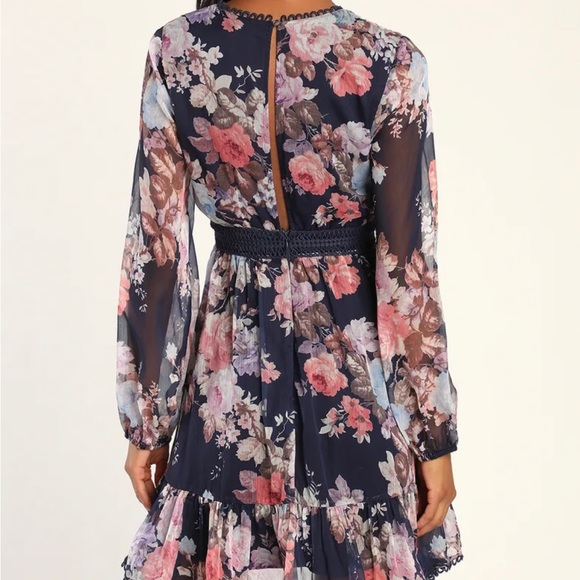 Blue Floral Mini Dress! - Picture 3 of 4